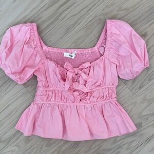 ASTR The Label Pink Ruffle Blouse